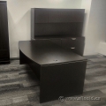 Espresso Office Suite w/ Straight Bow Front Desk & Credenza